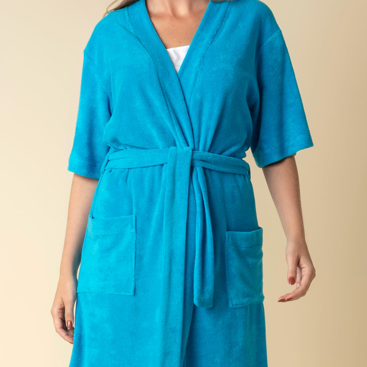 Robe Kimono Feminino Atoalhado Azul