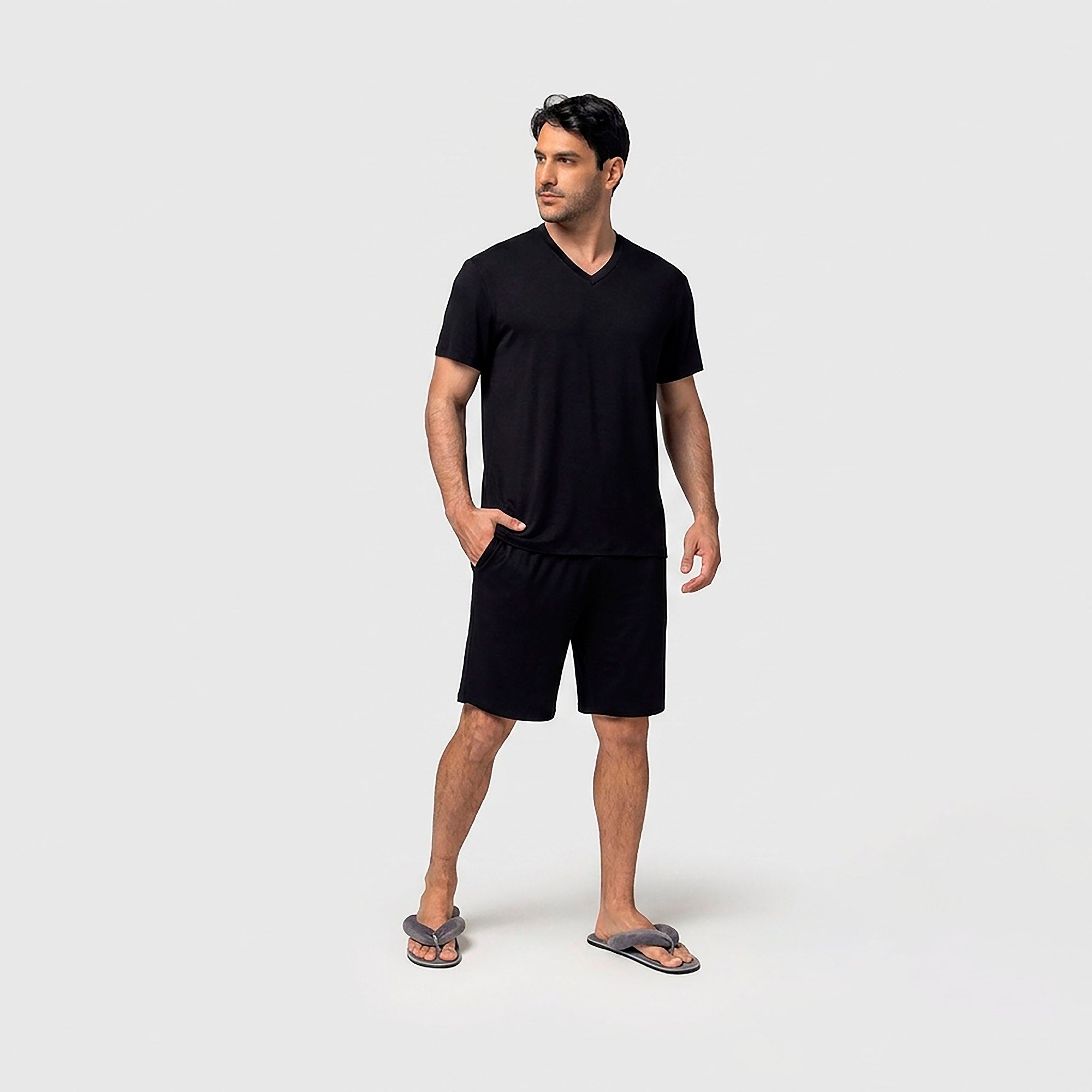 Pijama Masculino Curto Preto com Bolso