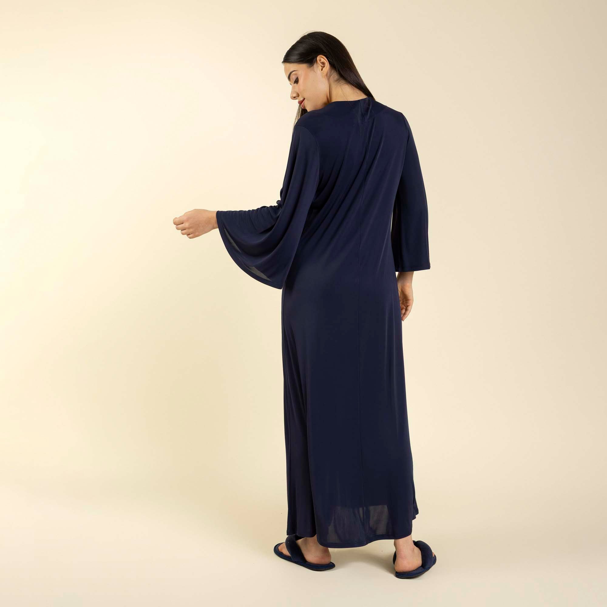 Kaftan Feminino Longo Poliamida Azul Marinho