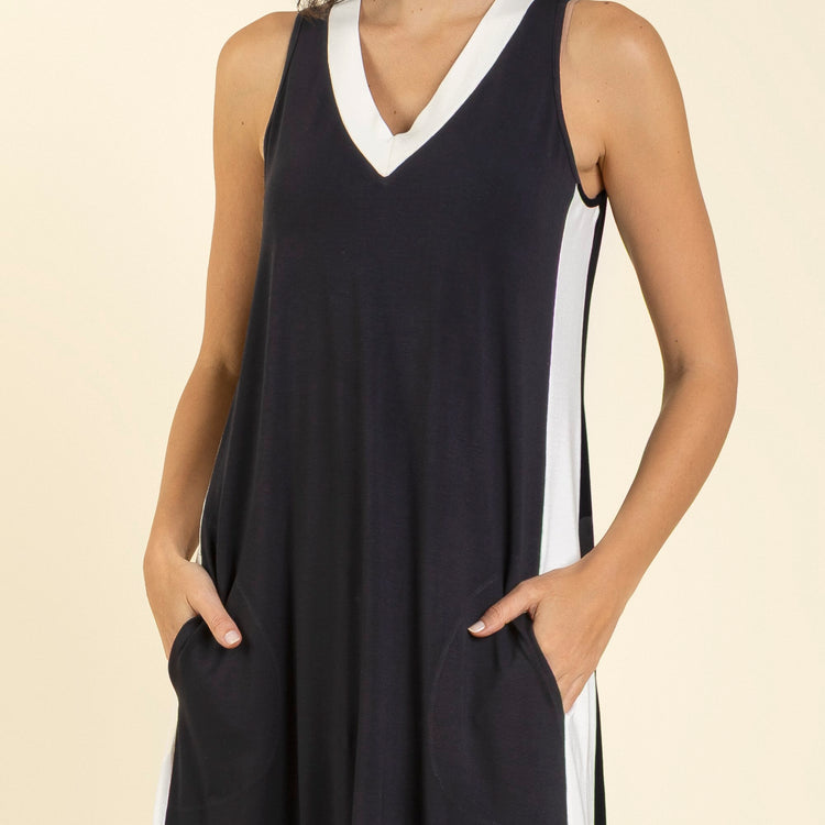 Vestido Midi Regata Preto com Off White