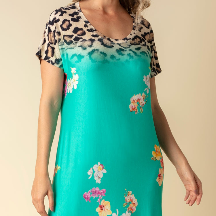 Kaftan Feminino Longo Onça Floral