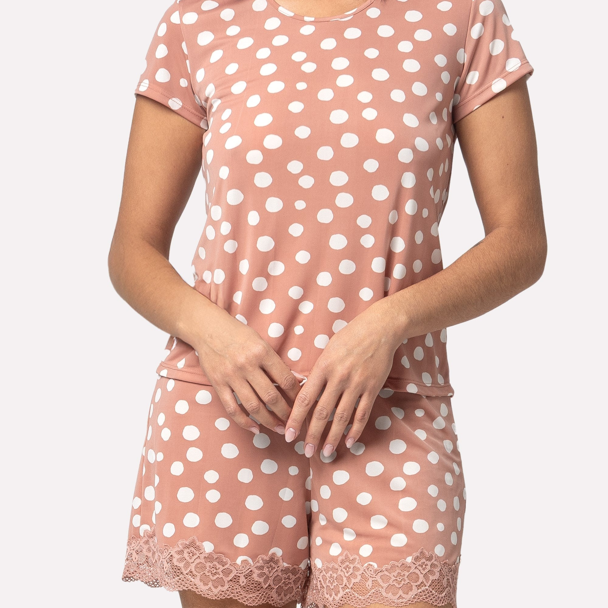 Pijama Feminino Curto Pearl com Renda