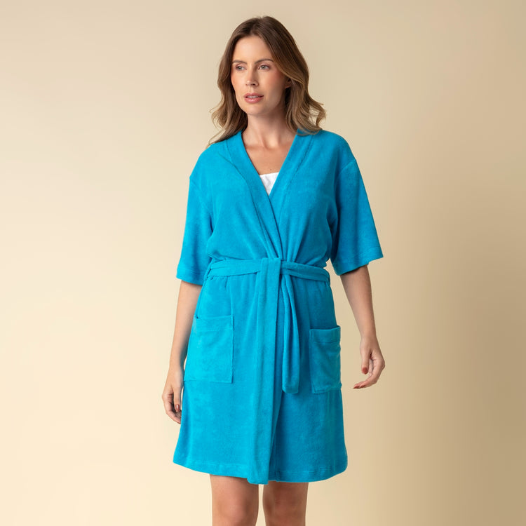 Robe Kimono Feminino Atoalhado Azul