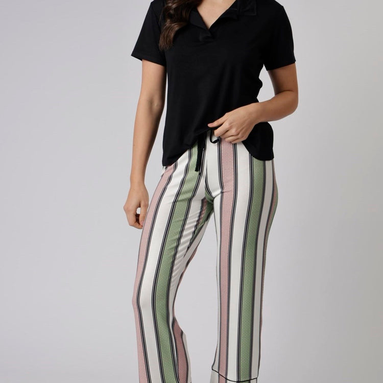 Pijama Feminino Pantacourt Listrado Style