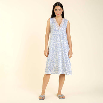 Camisola Midi Regata Floral Azul Romance