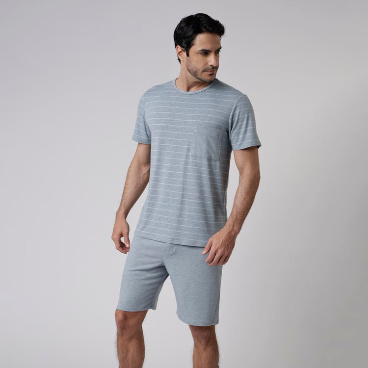 Pijama Masculino Curto Listrado Blue