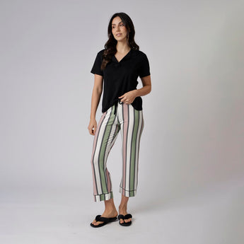 Pijama Feminino Pantacourt Listrado Style
