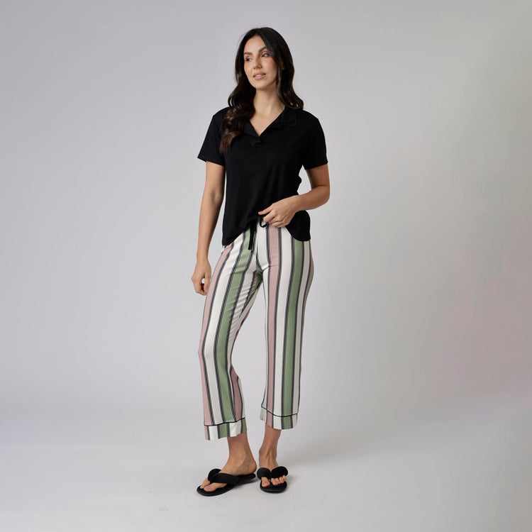 Pijama Feminino Pantacourt Listrado Style