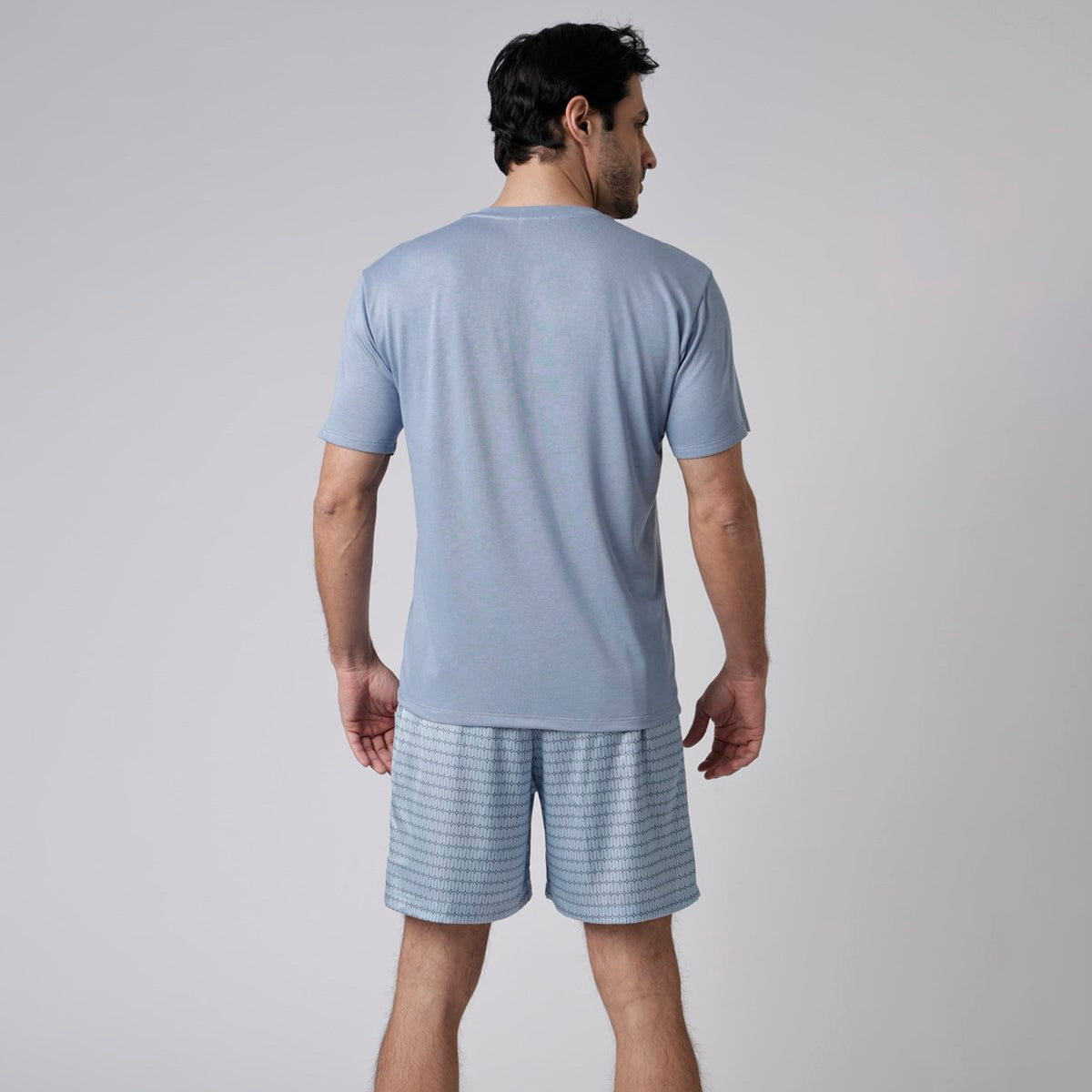 Pijama Masculino Curto Geométrico Blue