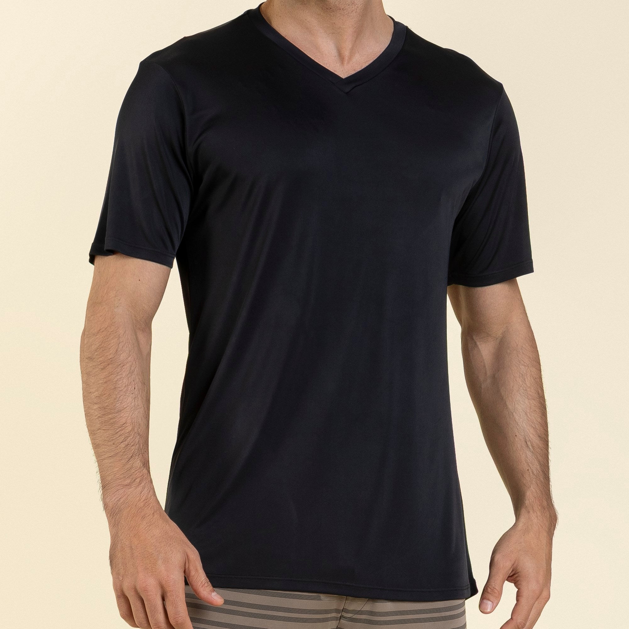 Pijama Masculino Curto Poliamida Listrado Caqui