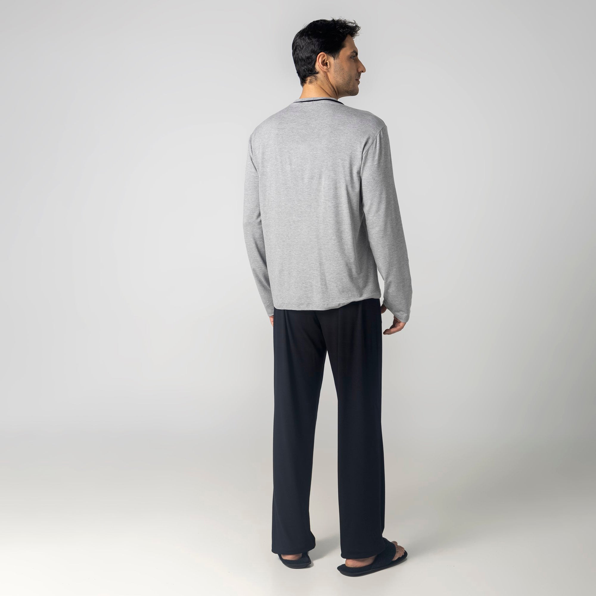 Pijama Masculino Longo Mescla e Preto