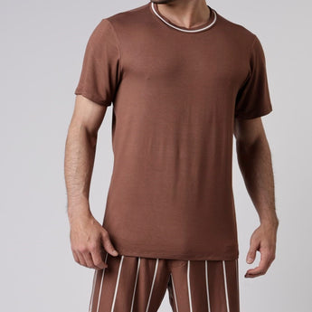 Pijama Masculino Curto Listrado Cappuccino