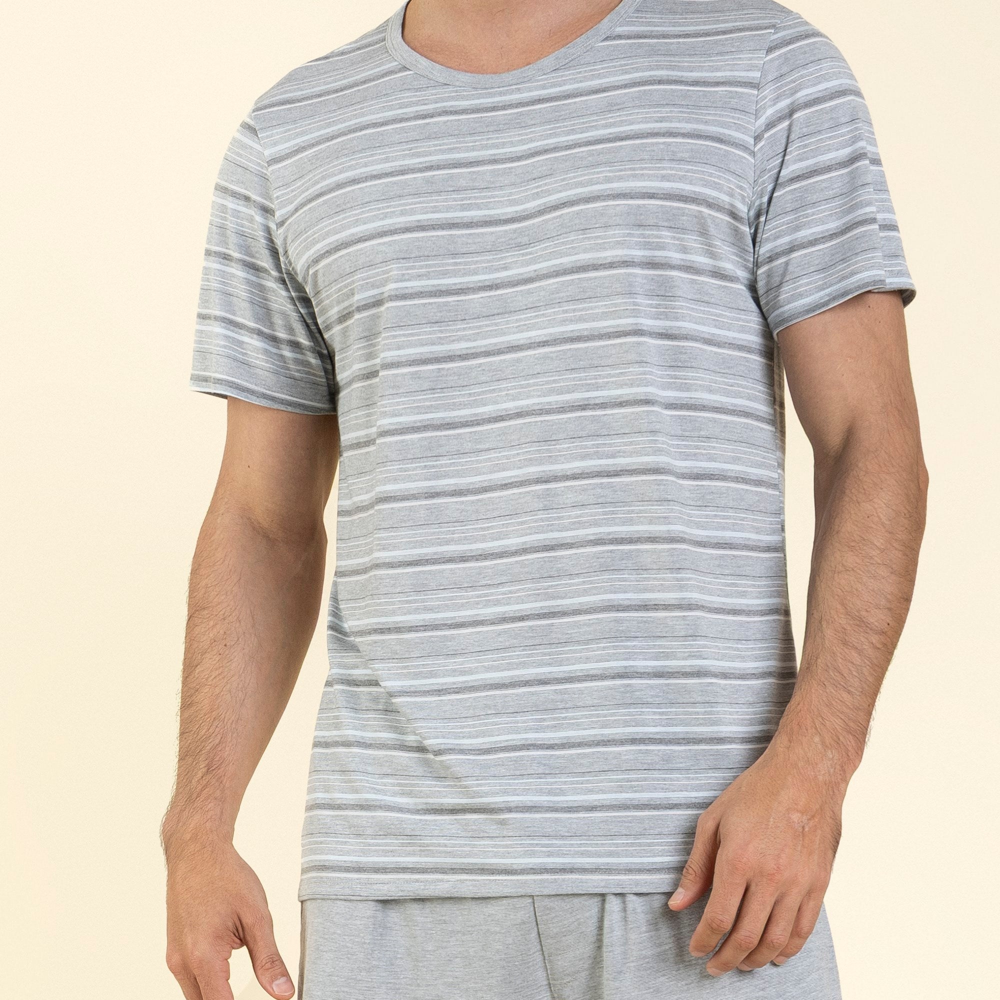 Pijama Masculino Curto Visco Listrado Mescla Claro