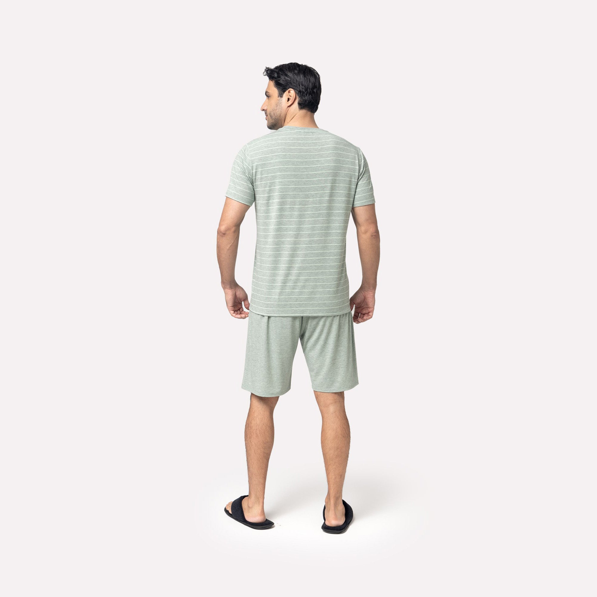 Pijama Masculino Curto Listrado Verde