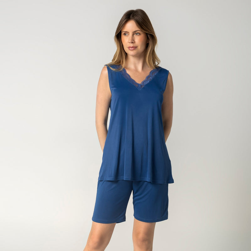 Bermudoll Feminino Azul Atalaia com Renda