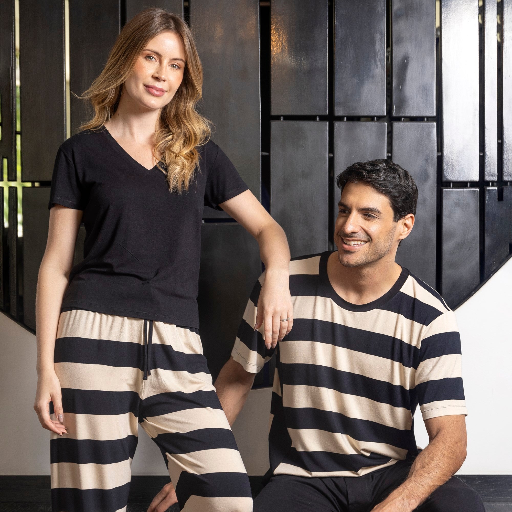 Pijama Masculino Manga Curta Urban Stripe