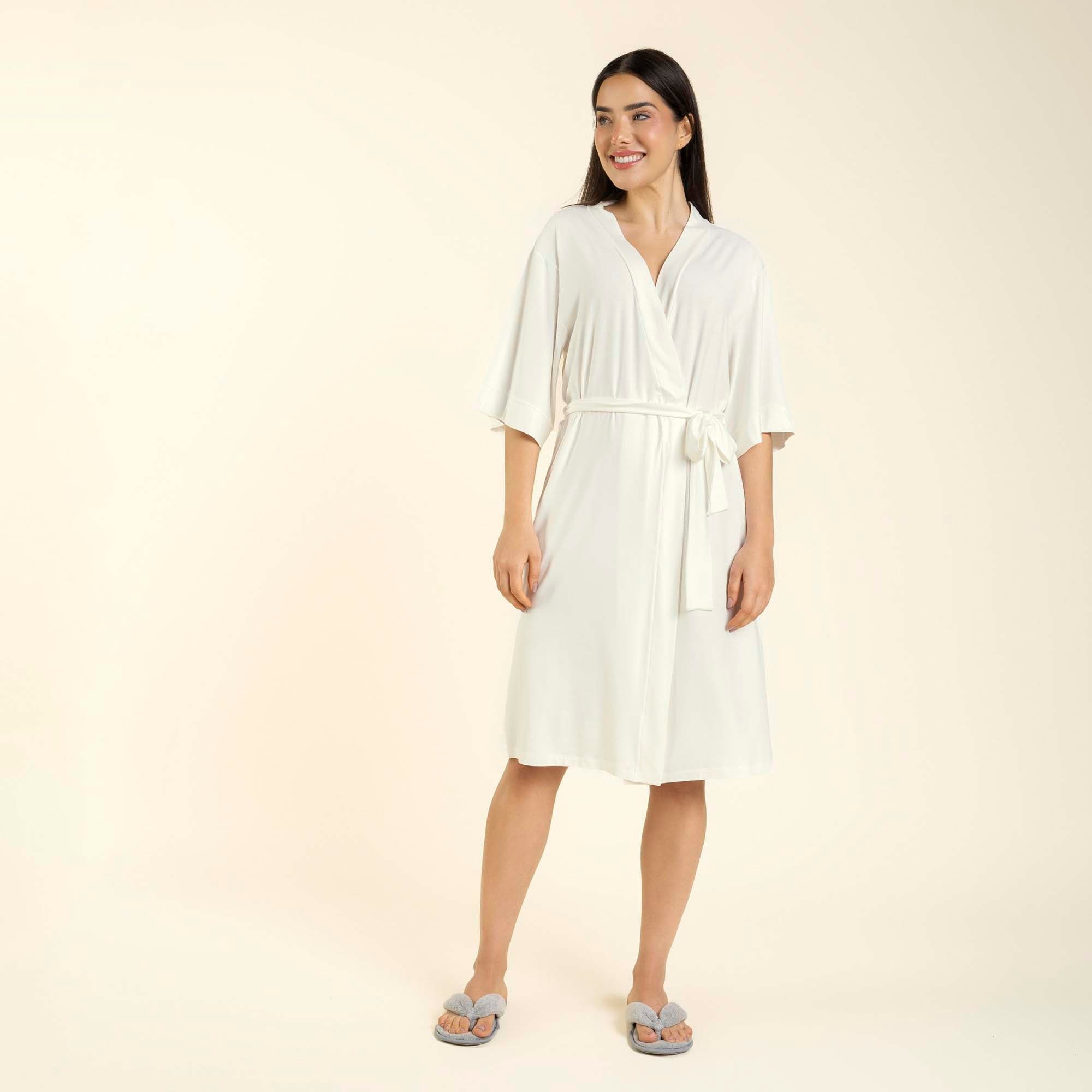 Robe Feminino com Manga 3/4 Off White