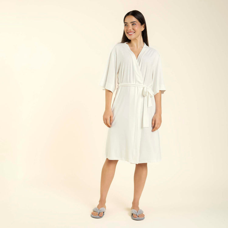Robe Feminino com Manga 3/4 Off White