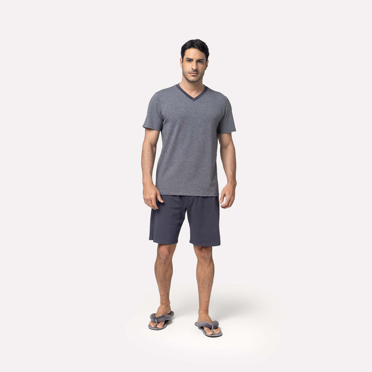 Pijama Masculino Curto Listrado Grafitti