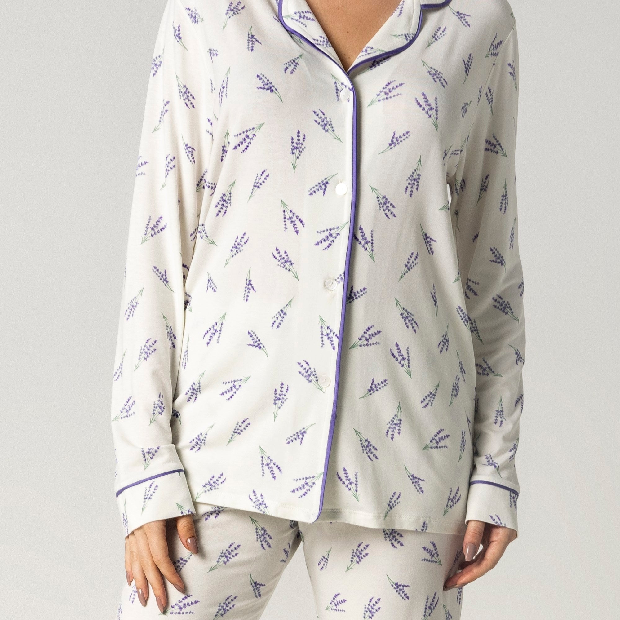 Pijama Feminino Aberto Branco Lavanda