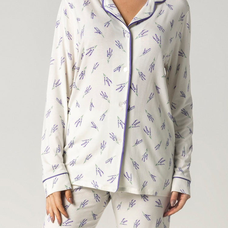 Pijama Feminino Aberto Branco Lavanda
