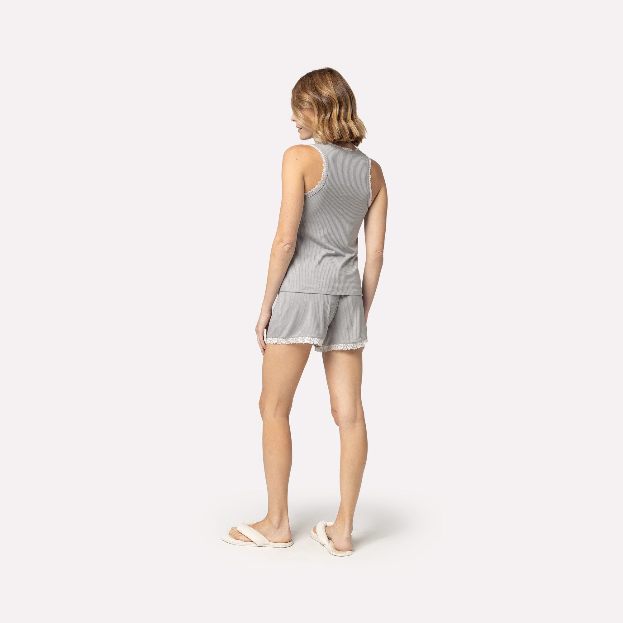 Short Doll Regata New Gris com Renda