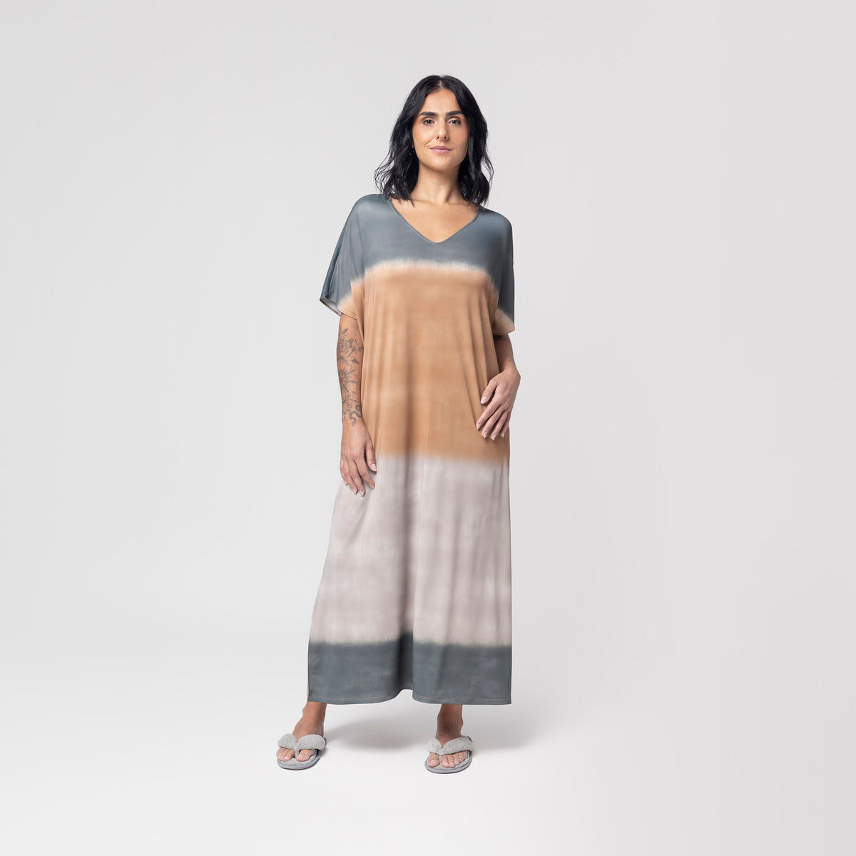 Kaftan Feminino Midi Tie Dye com Fenda