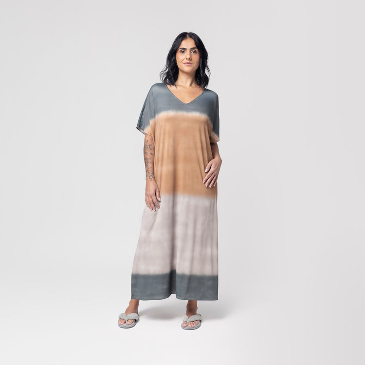 Kaftan Feminino Midi Tie Dye com Fenda