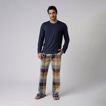 Pijama Masculino Longo Marinho e Xadrez