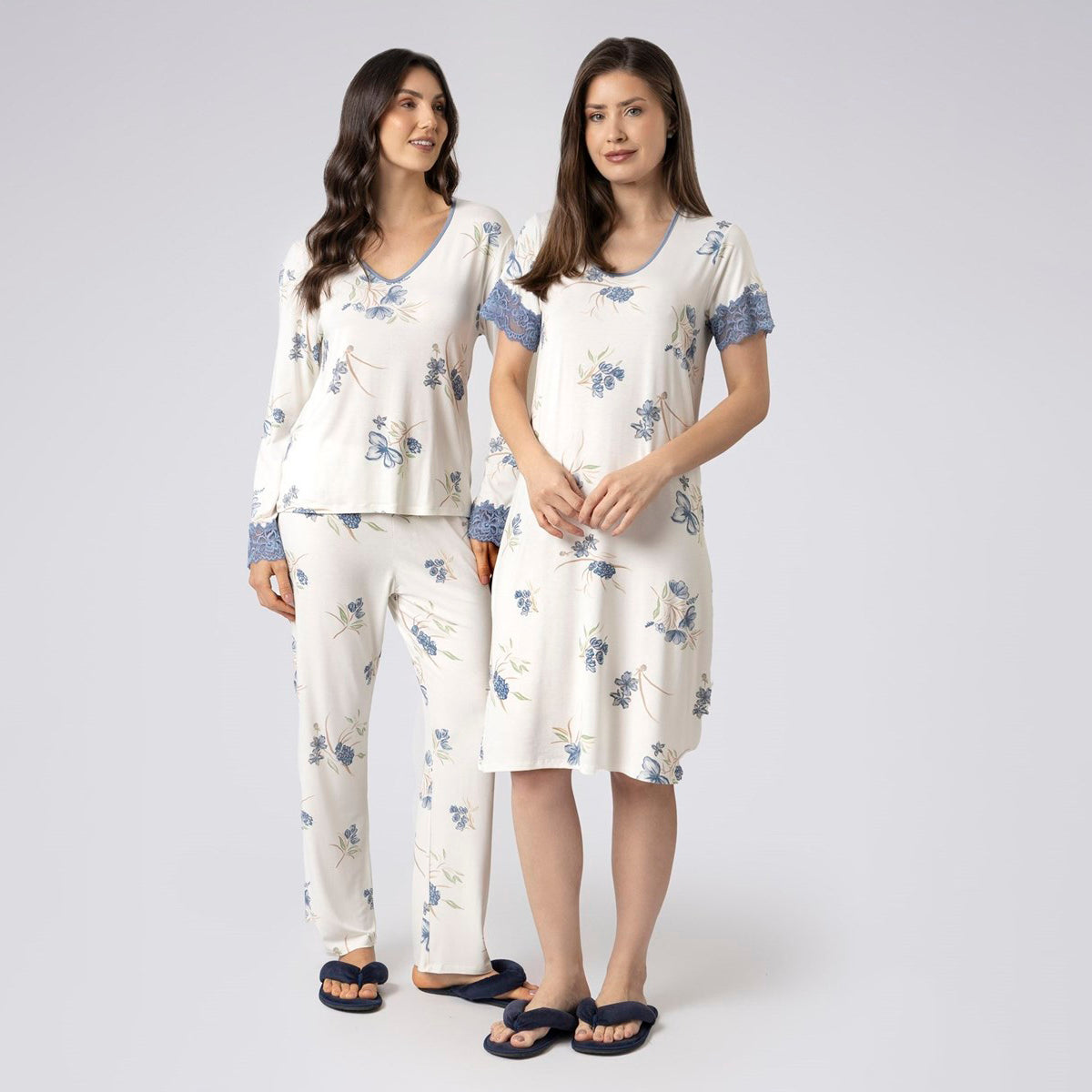 Camisão Feminino Midi Jardim Blue