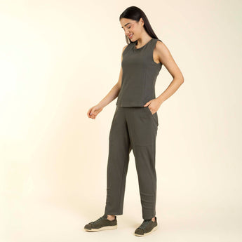 Conjunto Feminino Piquet Canelado Verde Militar