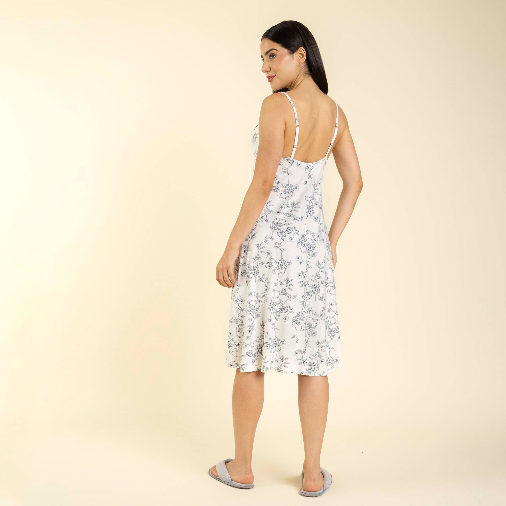 Camisola Midi de Alça Blossom Azul Platinum