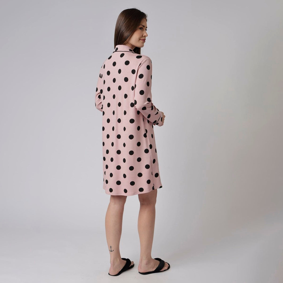 Camisão Feminino Curto Aberto Poá Rosa Lingerie
