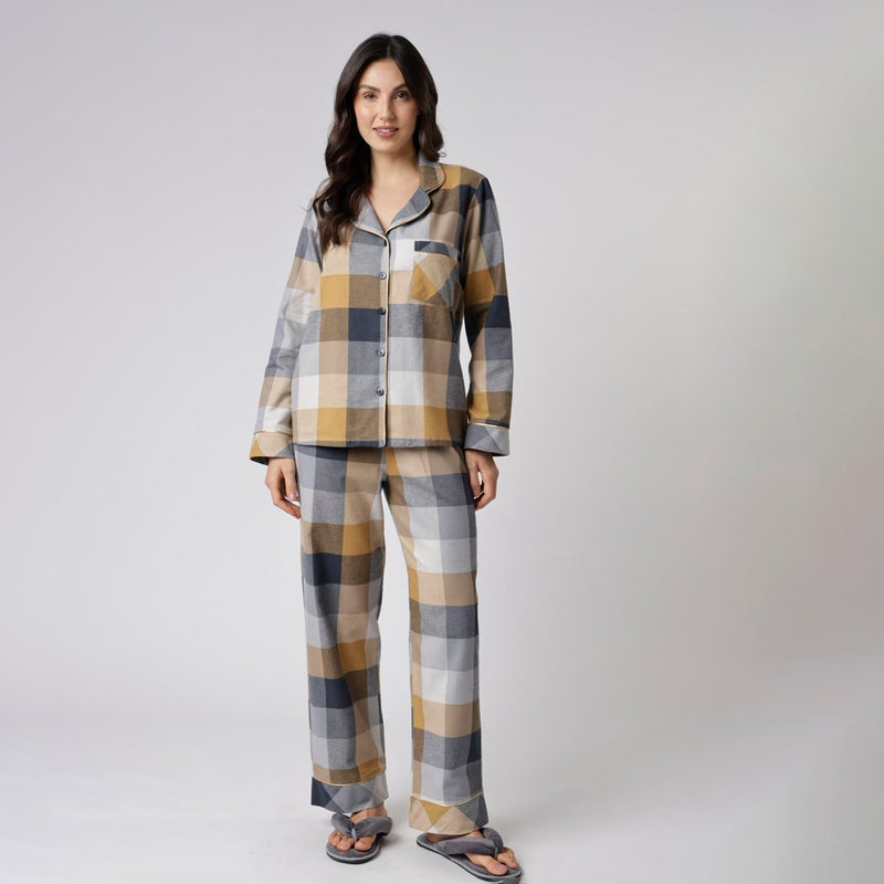 Pijama Feminino Longo Aberto Xadrez