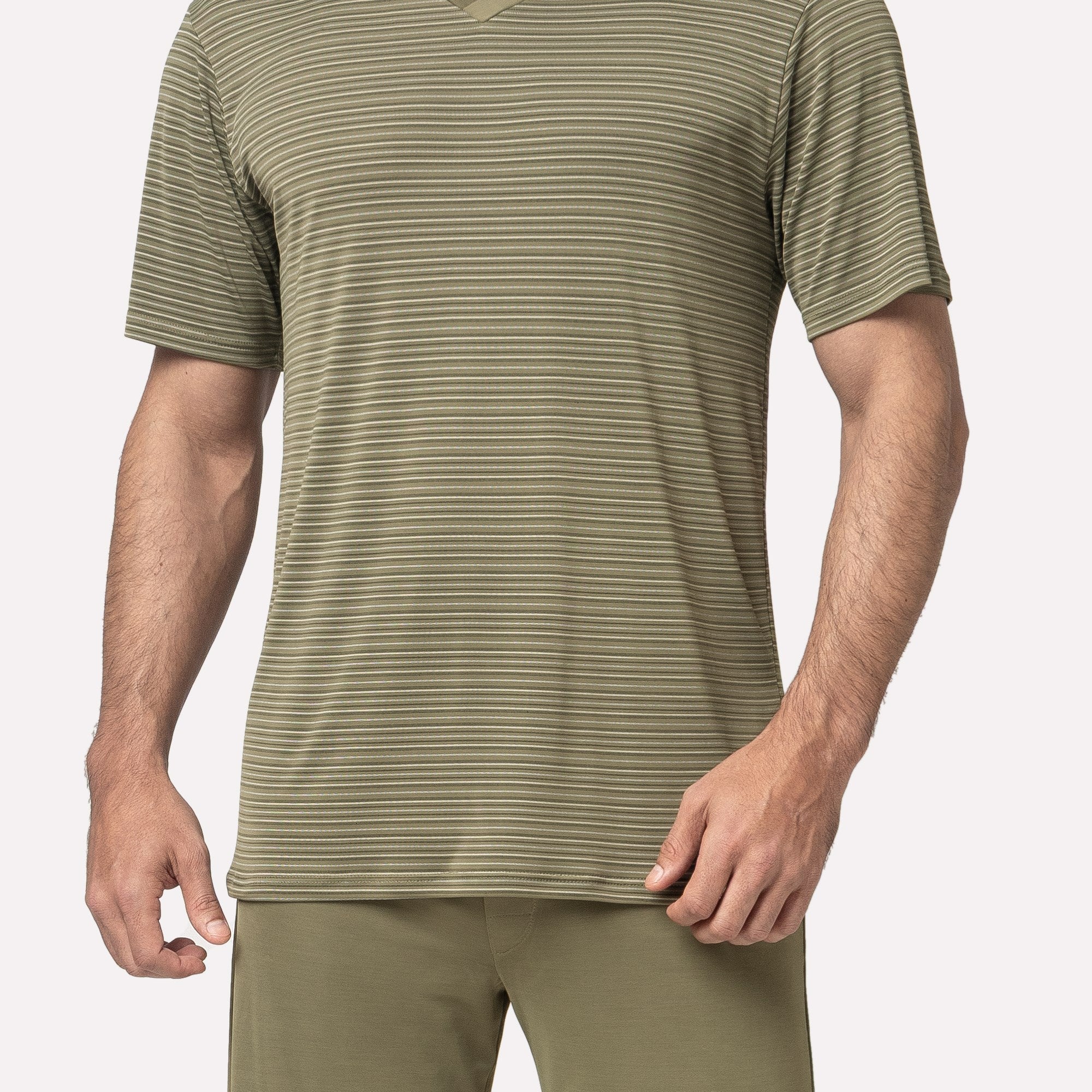 Pijama Masculino Curto Listrado Verde Oliva