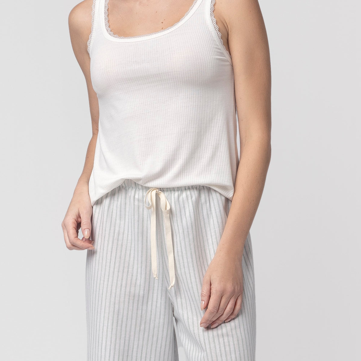 Pijama Feminino Regata Listrado Verde