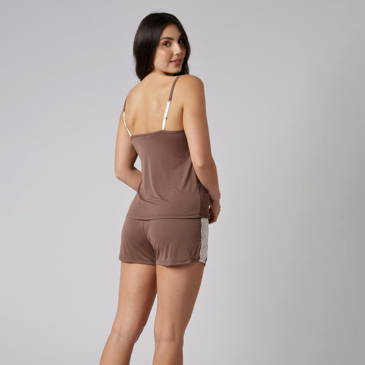 Short Doll de Alça Choco com Renda