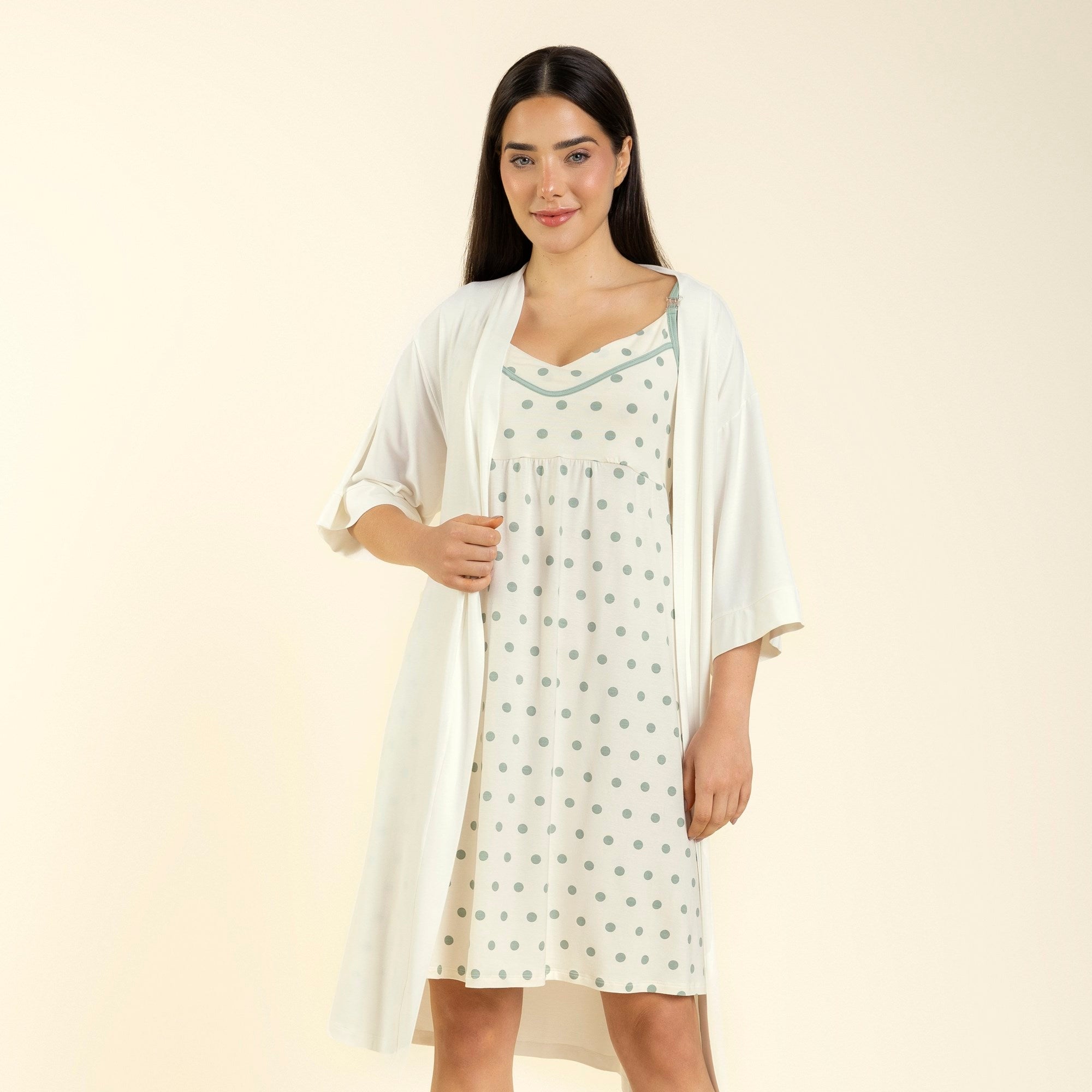 Robe Feminino com Manga 3/4 Off White