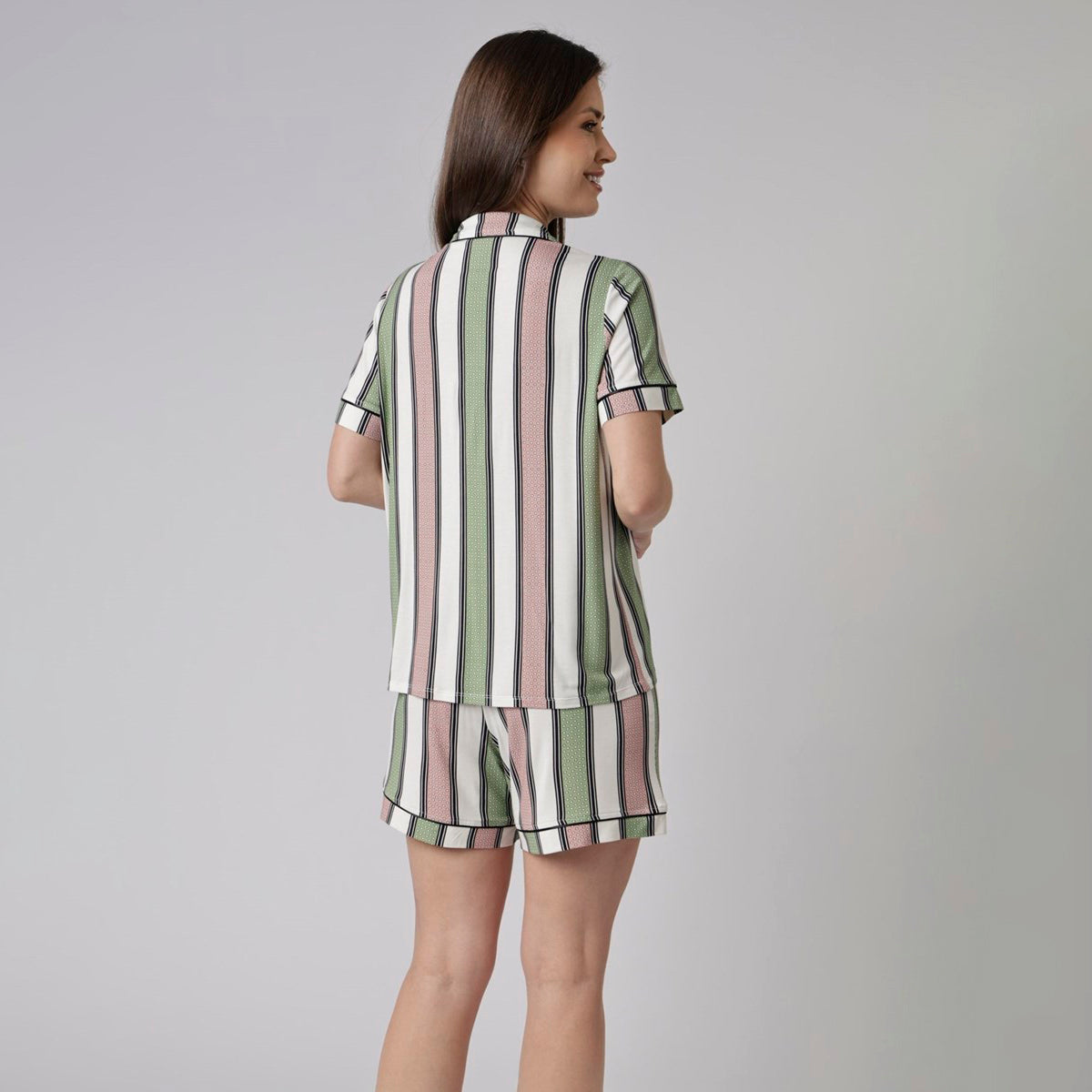 Pijama Feminino Curto Aberto Listrado Style