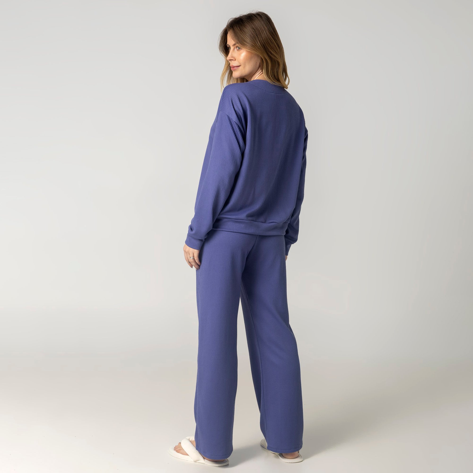 Pijama Feminino Longo Charlotte Aberto Azul