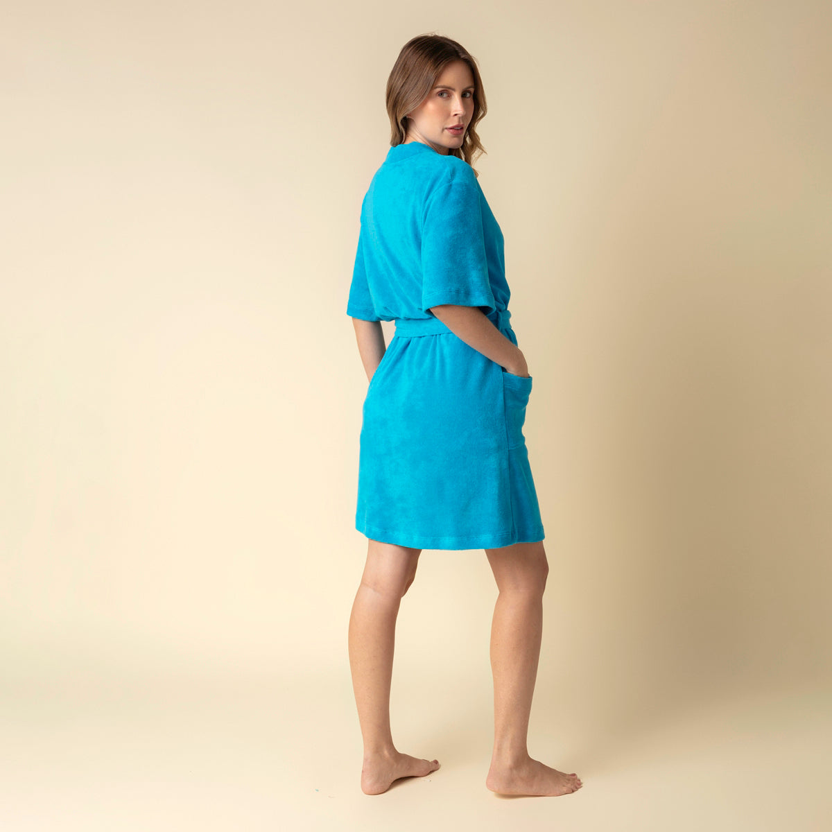 Robe Kimono Feminino Atoalhado Azul
