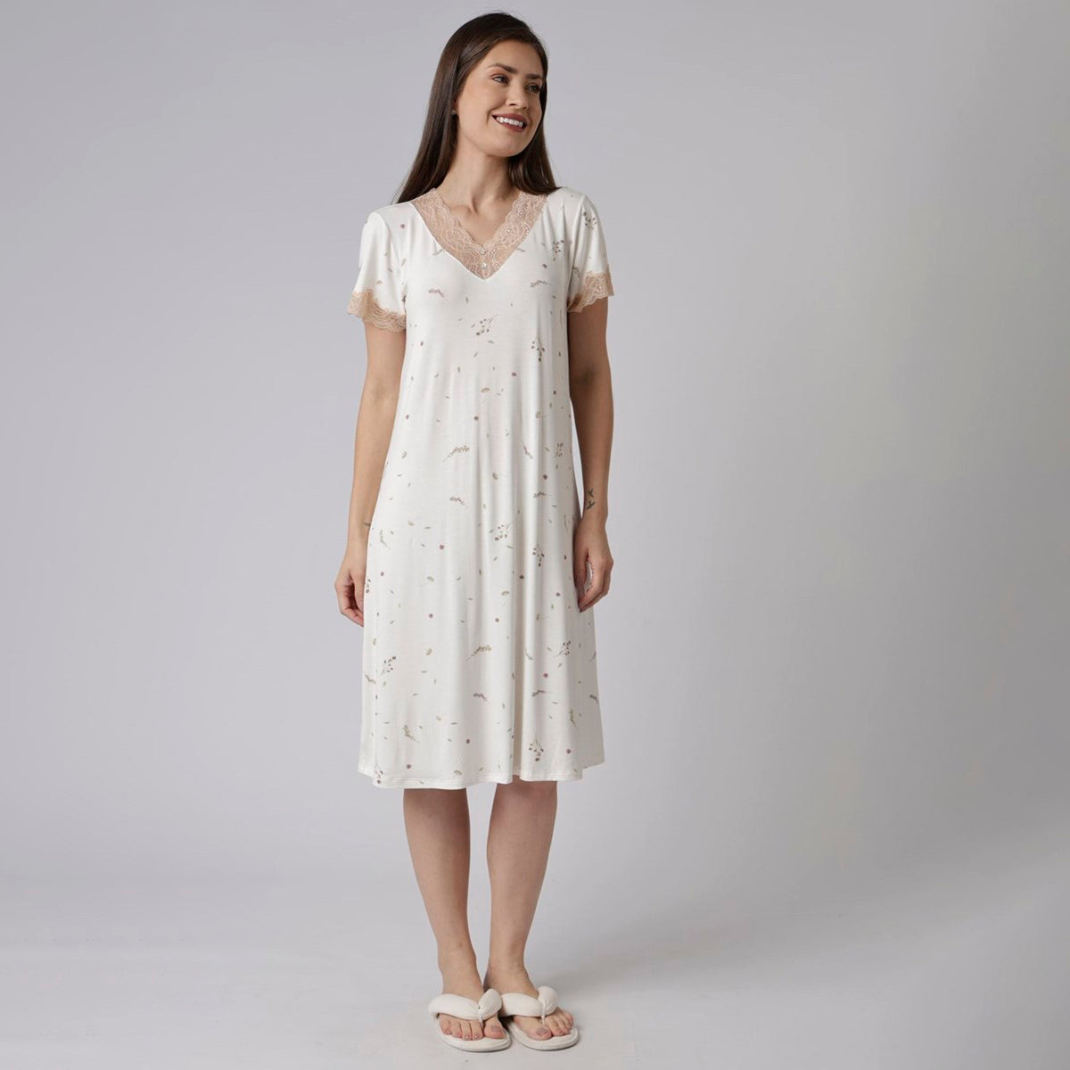 Camisão Feminino Midi Brisa com Renda