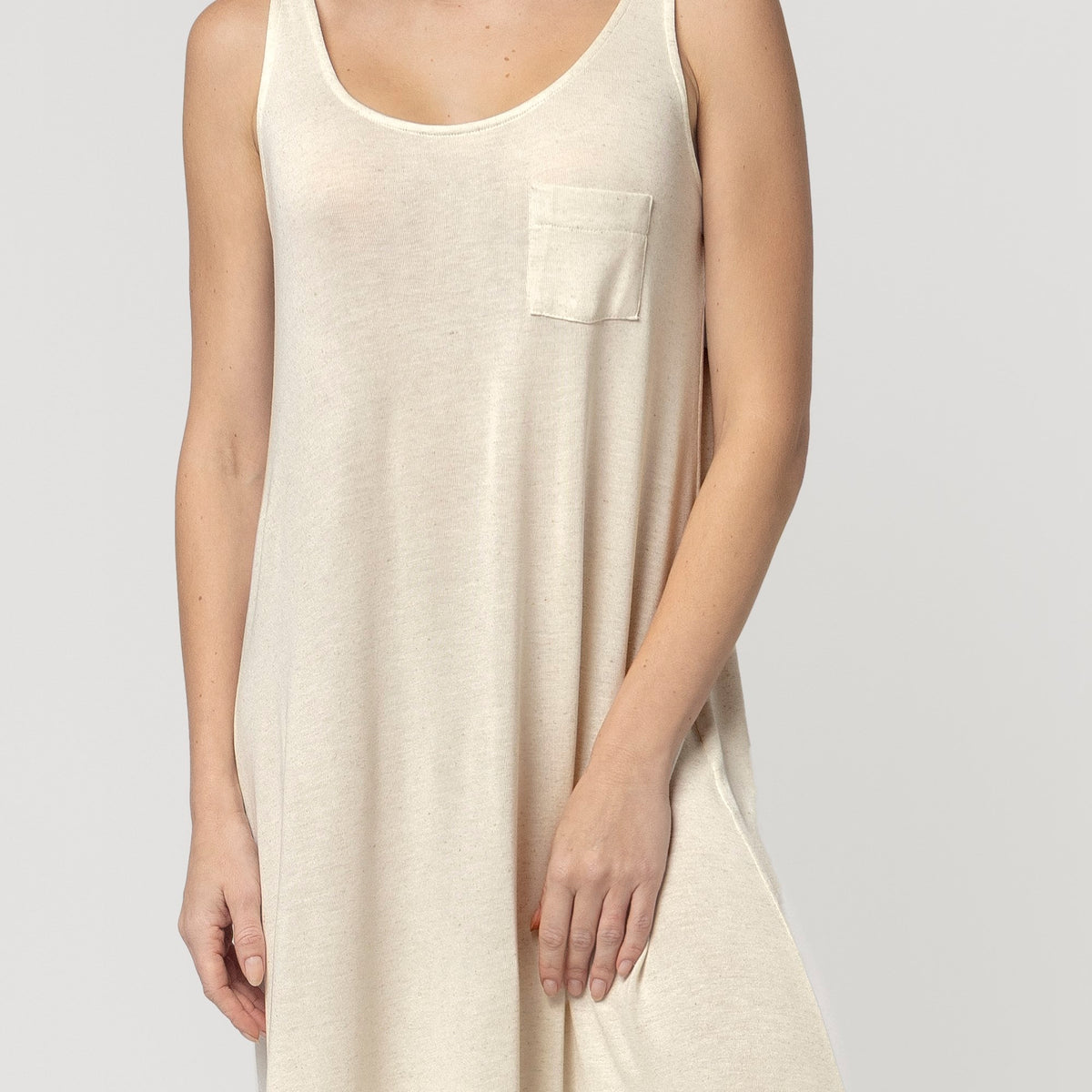 Vestido Midi Regata Bege com Fenda