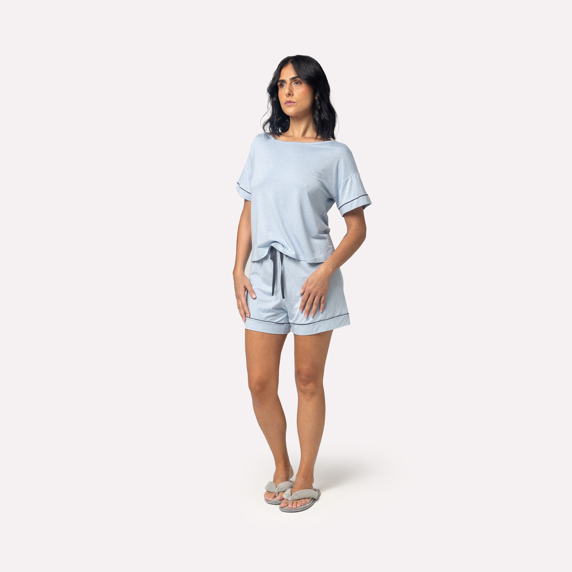 Pijama Feminino Curto Azul Tranquilus