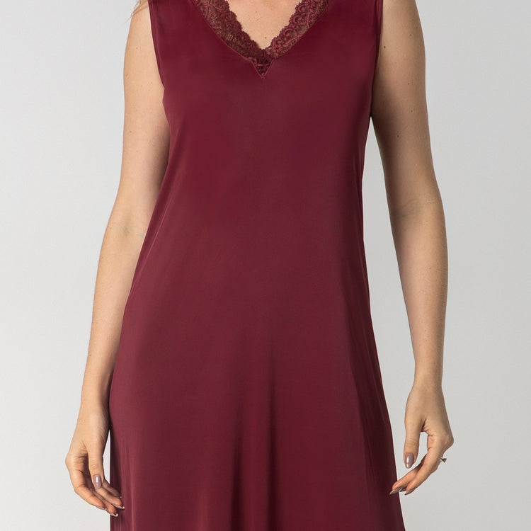Camisola Midi Regata Vinho com Renda