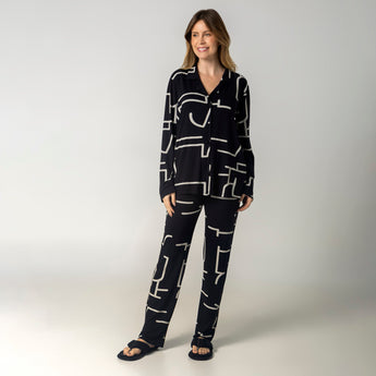 Pijama Feminino Aberto Modernique Preto
