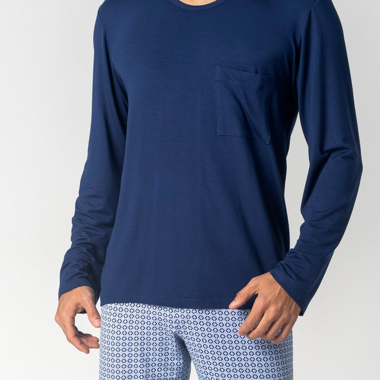 Pijama Masculino Longo Azul Tie