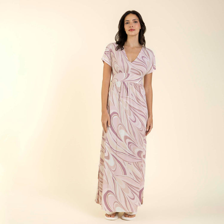 Kaftan Feminino Longo Lilás Embru Art