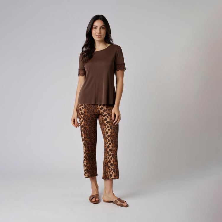 Pijama Feminino Pantacourt Onça Brown