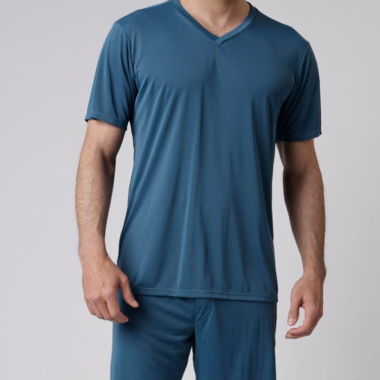 Pijama Masculino Poliamida Curto Azul Maré